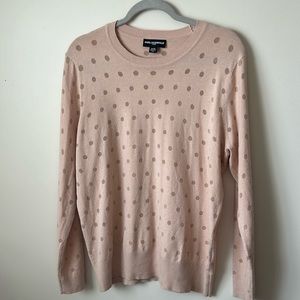 Karl Lagerfeld Blush knit Sweater with Sheer Polka Dots, Size XL